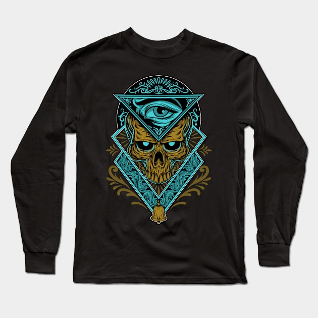 Skull For One Eye Long Sleeve T-Shirt by Tonymidi Artworks Studio